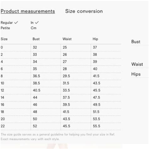 reformation size|reformation body size chart.